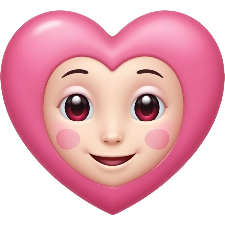 pink heart , left side a bit bigger with a face emoji