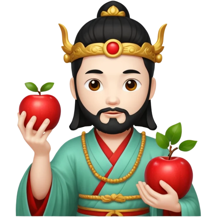 chinese god with an apple, jade emoji
