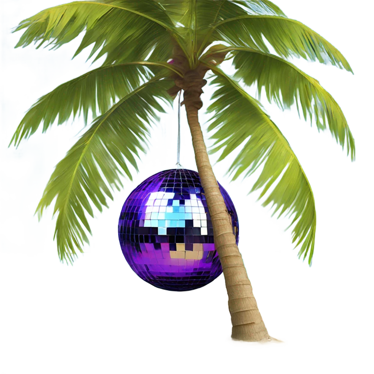 Disco ball on palm tree dancers under tree emoji