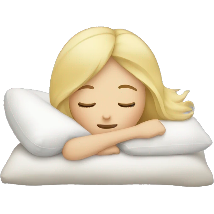 blonde girl sleeping with pillow emoji