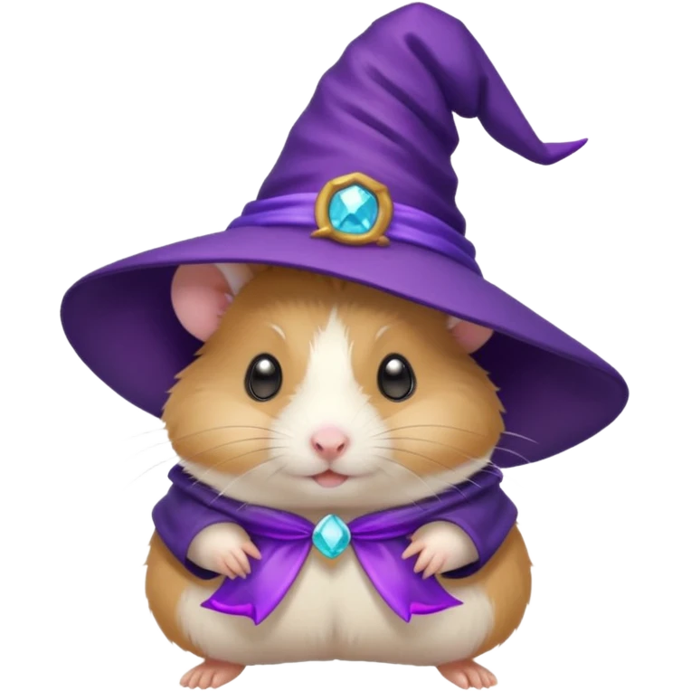 cute hamster wearing a small purple witch hat emoji