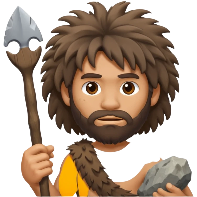 cartoon caveman with messy hair and a stone tool emoji emoji