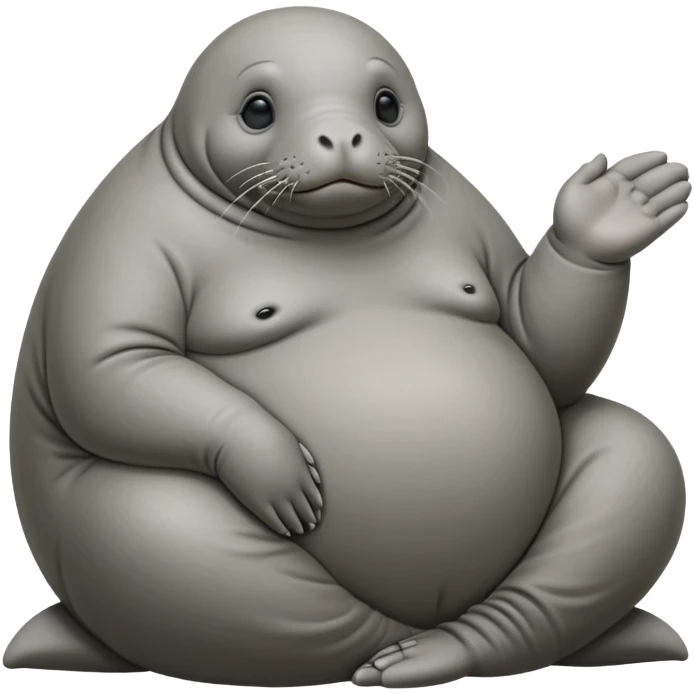 Homunculus Loxodontus, a blob-like gray creature with an elephant seal face, no distinct limbs, small hands folded on what looks like a lap, patient waiting posture emoji