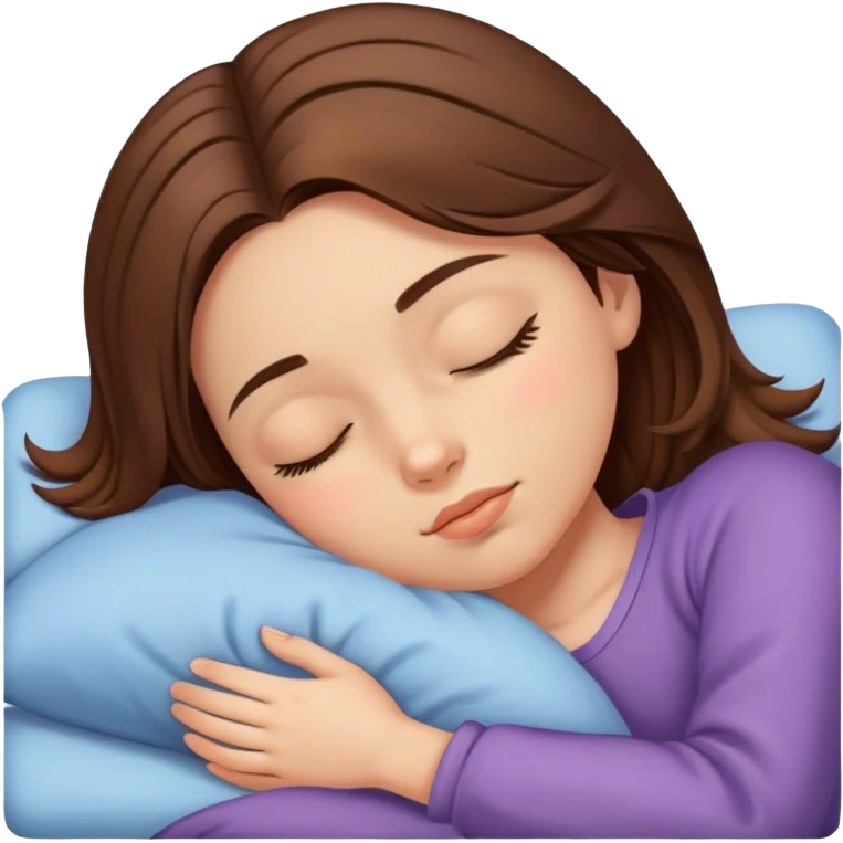 A girl with medium-length brown hair parted in the middle is sleeping emoji