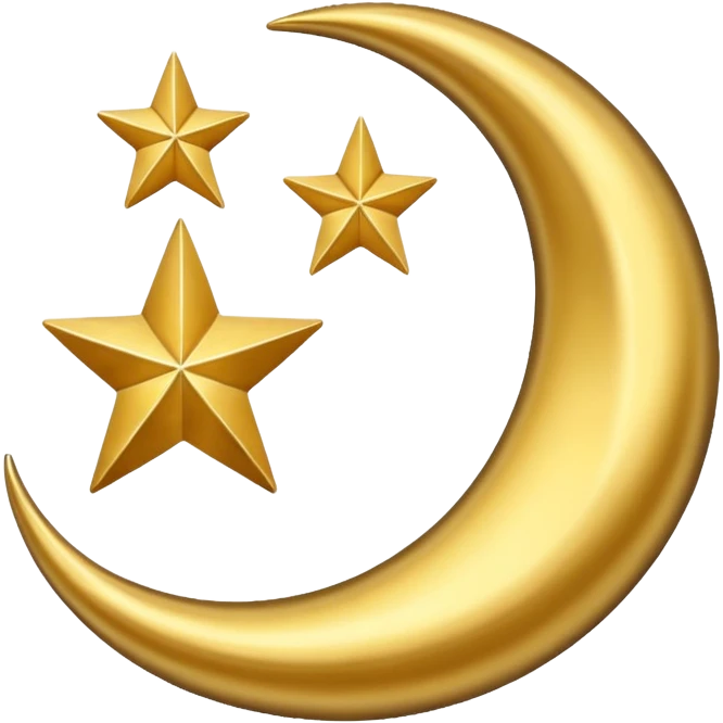 Star and Crescent emoji with black background and no face only star and crescent. emoji
