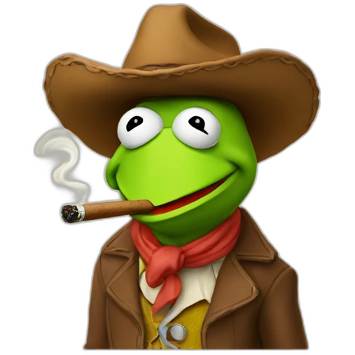 Kermit cowboy with cigar emoji