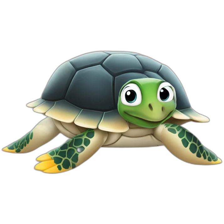 Pingouin sur une tortue emoji