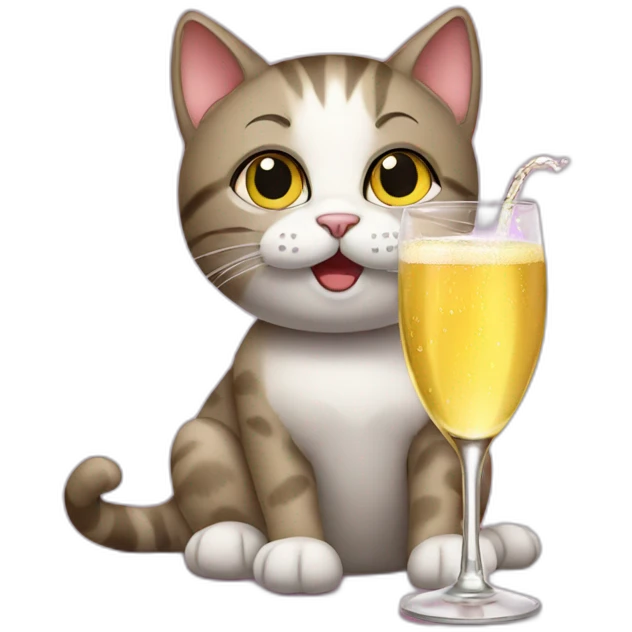 cat drinking champagne emoji