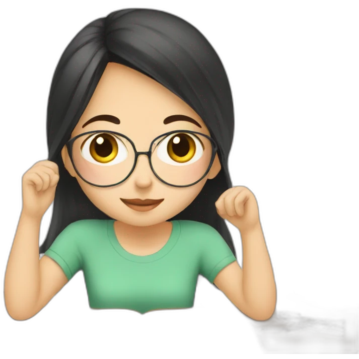 asian Girl and her study setup emoji
