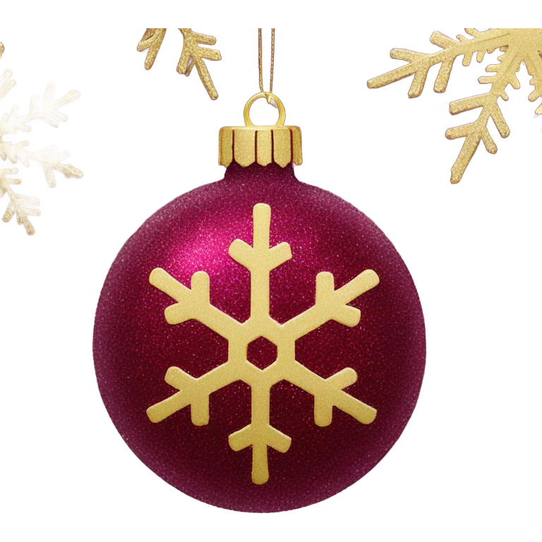 Burgundy glitter chirstmas ornament with gold snowflake emoji