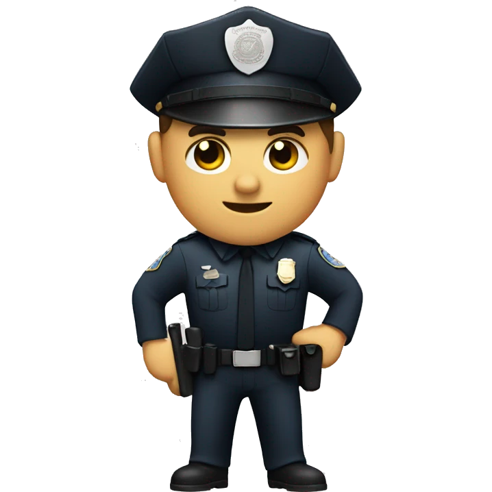 Cop with straight face pointing emoji