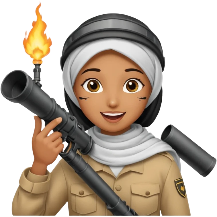 An emarati arab holding a bazooka while sending kisses emoji