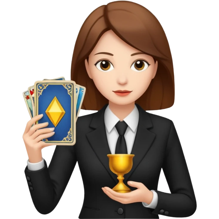 woman get suit and has tarot card emoji