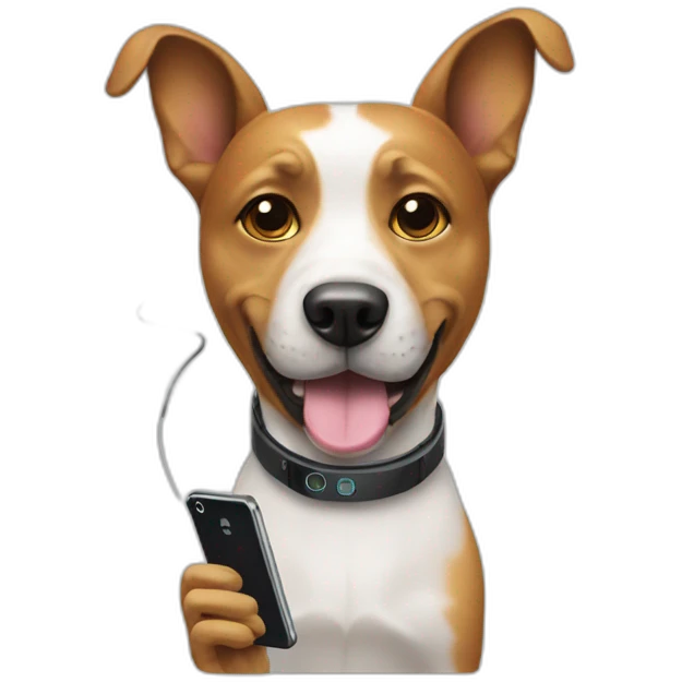 dog with phone head set emoji