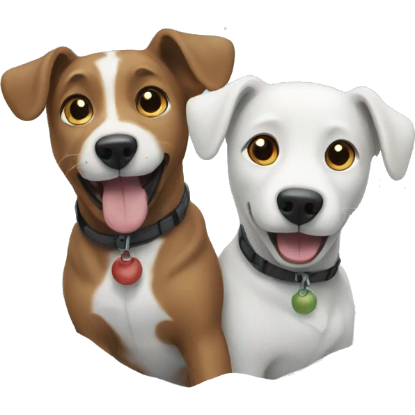 Two dogs playing in snow  emoji