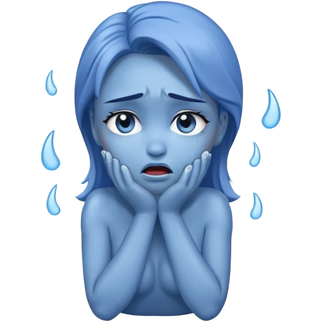 crying-beautiful-small-full body blue goat-looking up emoji