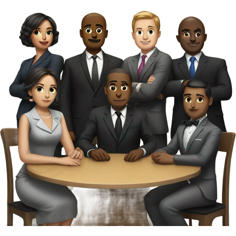 5 people in suits sitting at a table emoji