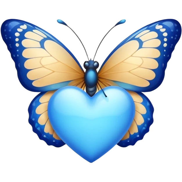 cute butterfly holding or surrounded by a blue heart emoji