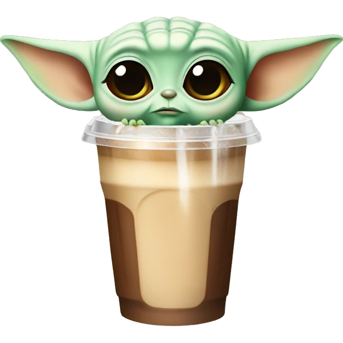 Baby yoda drinking an ice coffee emoji