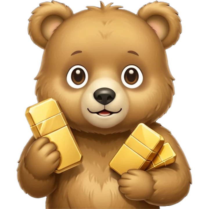Cute bear with a gold bar emoji