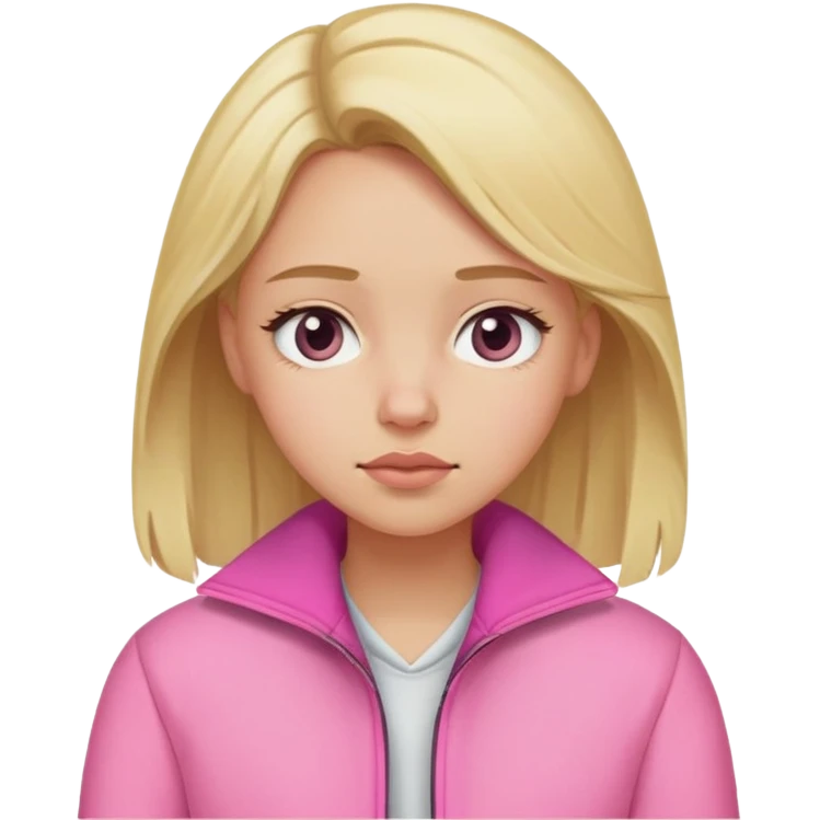 blonde girl with sleepy eyes wearing pink jacket emoji