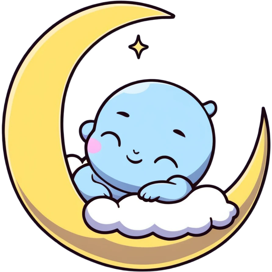 cute cartoon moon sleeping with a nightcap emoji