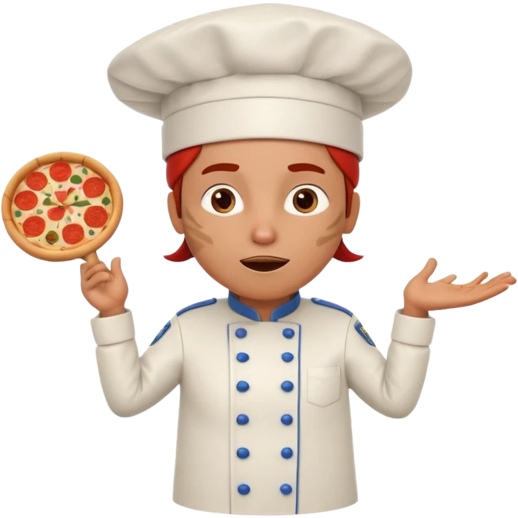  character that is police officer, Chef hat, Expressive body position, Skin or fur, Pepperoni, Frozen, Bus, Tribal outfit, Spiral horn, entertainment, Film studio, hat type, emotion.
 emoji