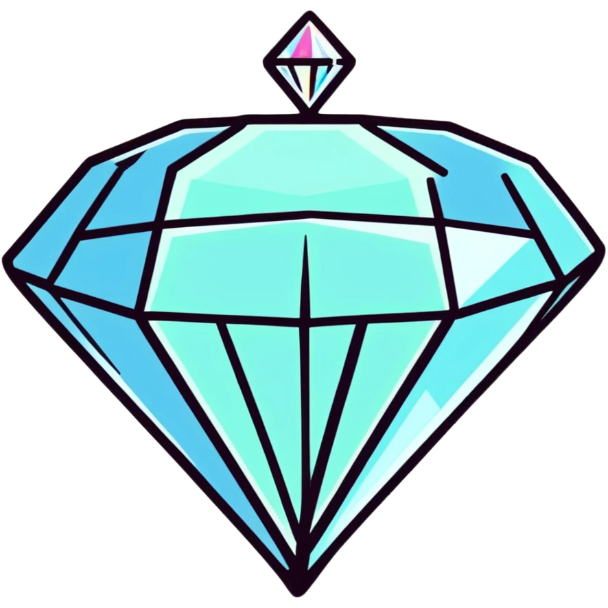 round cut white diamond with holographic shimmer emoji