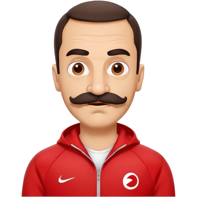 Recep İvedik Turkish comedy character with thick mustache bushy eyebrows red tracksuit making a funny face emoji