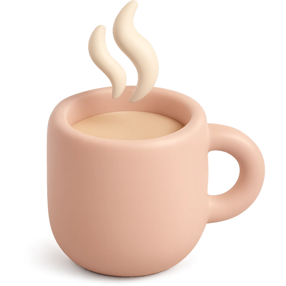A coffee cup with steam rising, simple handle, soft pastel colors, smooth 3D appearance with gentle shadows emoji