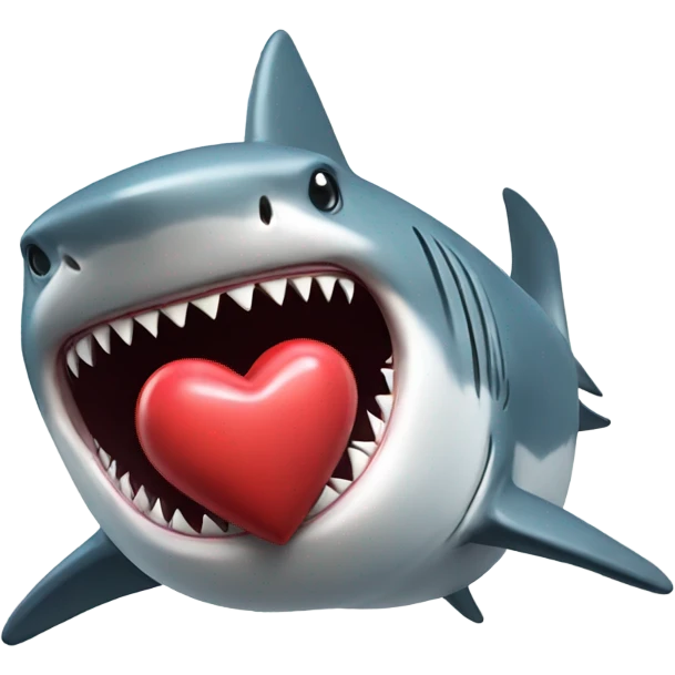 shark holding a heart emoji