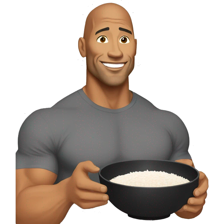 the rock with a bowl of rice in his hand  emoji