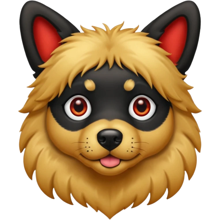 big red eyed black golden dog emoji