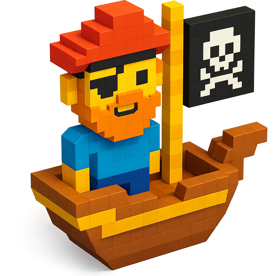 pirate with eyepatch sailing a ship , realistic background emoji