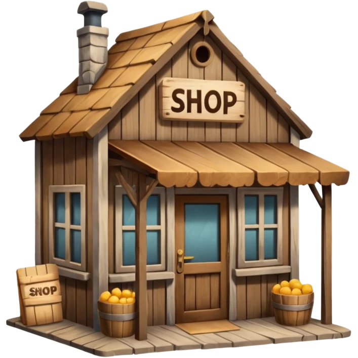 Magic Shop – Small wooden shop with “Shop” sign.
 emoji