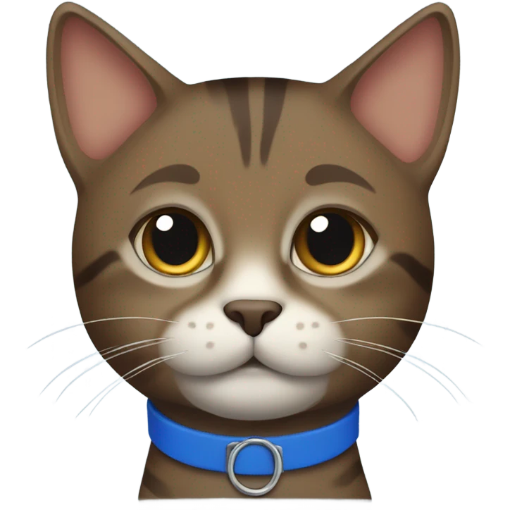 Dark brown Tabby cat blue collar emoji