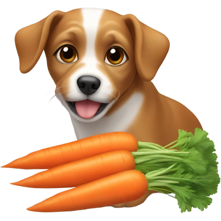 Mini dog eating carrots emoji