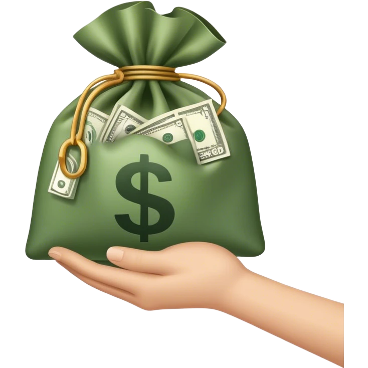 a hand holding a bag of money emoji