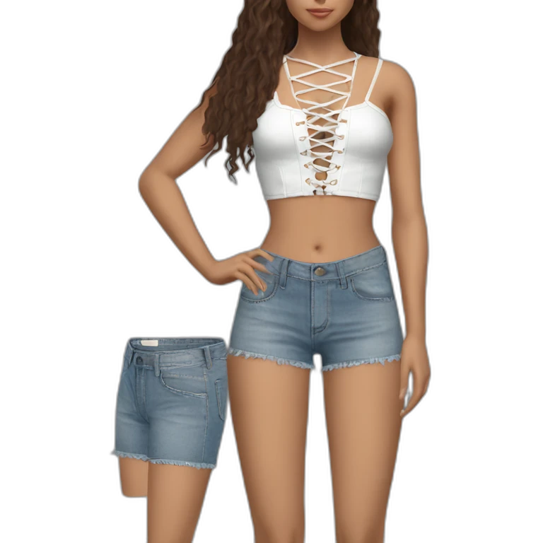 shakira realistic lace up crop top and short jeans emoji