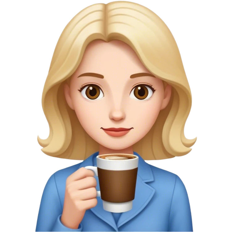 Elizabeth with a coffee emoji