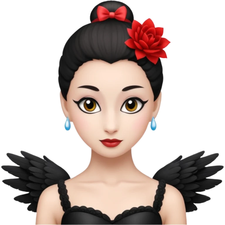 Make black swan ballerina ( with heathers on her ears ) emojis only the head emoji