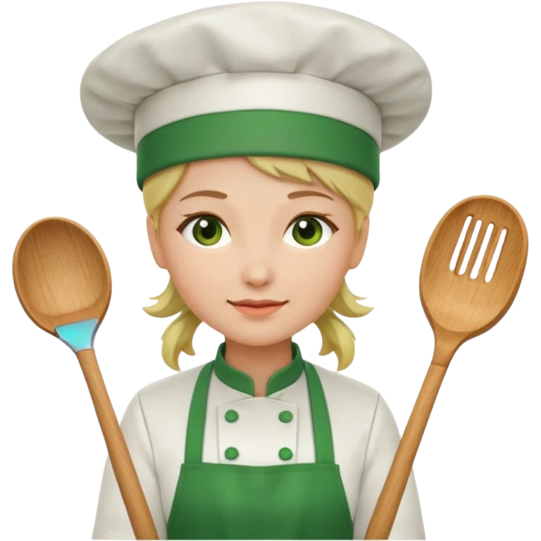 Small icon emoji of woman chef cook, minimum details, green #36a767 main colorSmall icon emoji of woman chef cook, minimum details, green #36a767 main color emoji