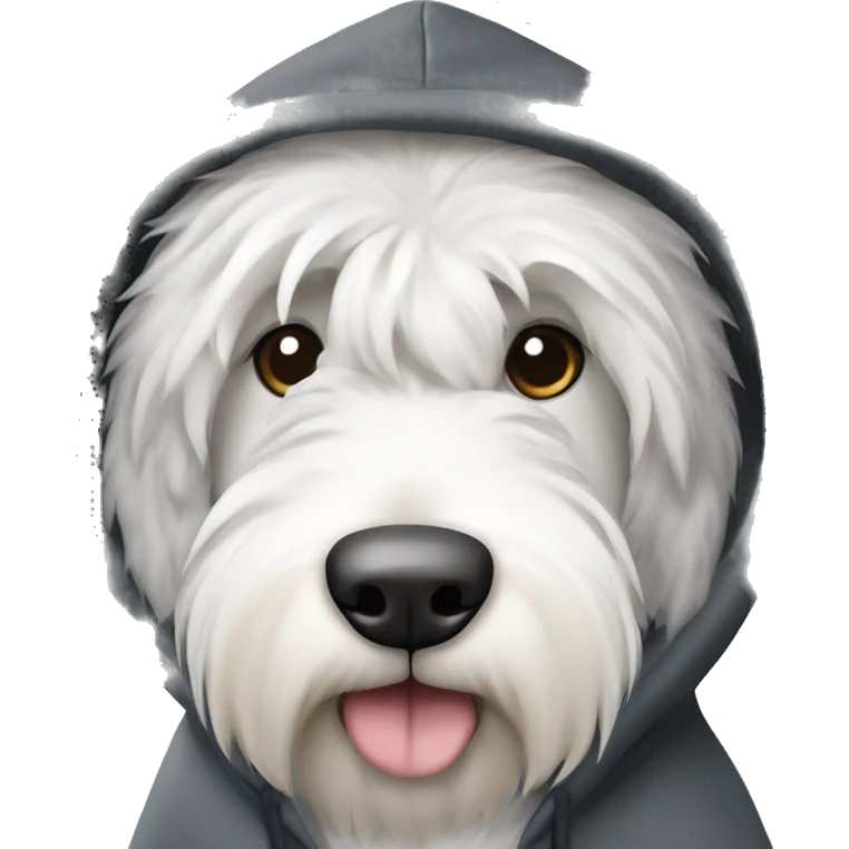 English sheepdog with hoodie emoji