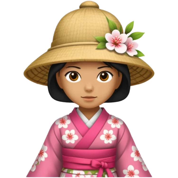 Samurais in Hat, Lone samurai in hat, blossom dress emoji