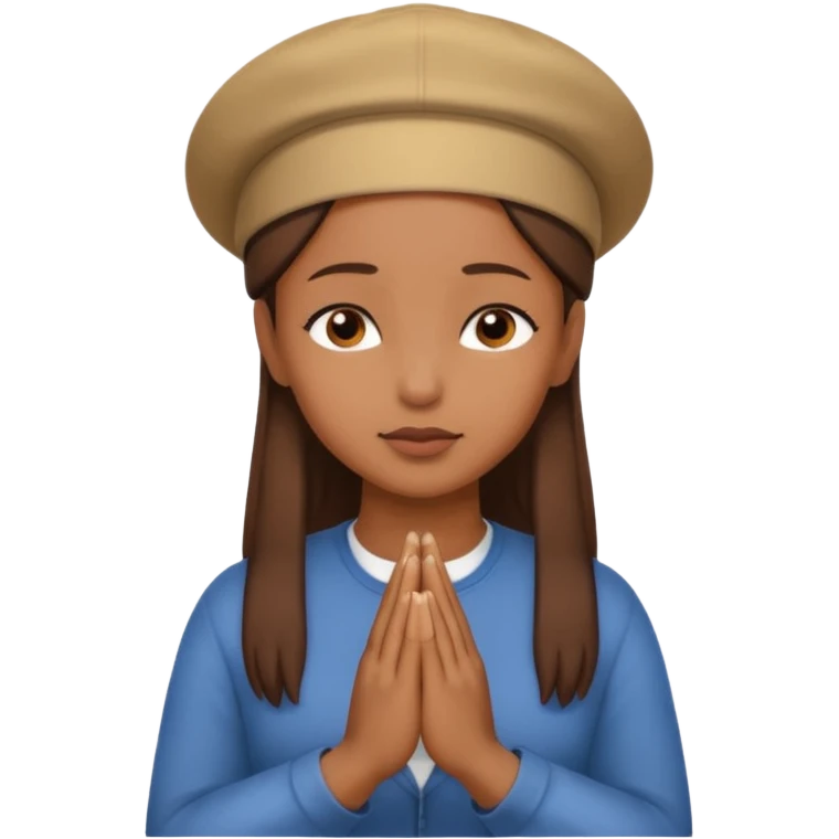 A BROWN MOTIVATIONAL woman WITH A CAP ON WITH PRAYING HANDS emoji