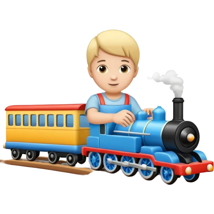 child playing with both toy cars and trains emoji
