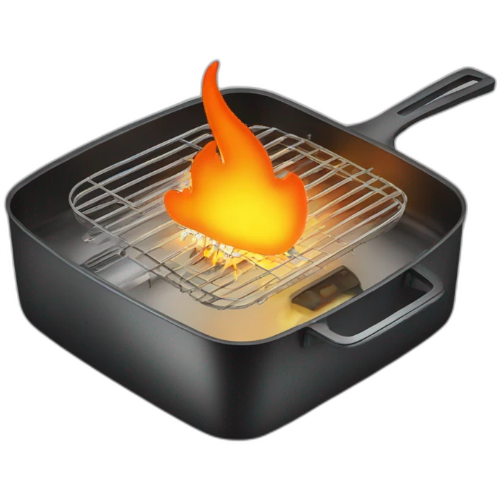 flaming pc hardware in a pan emoji