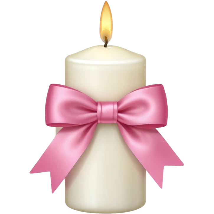 white candle with a pink bow emoji