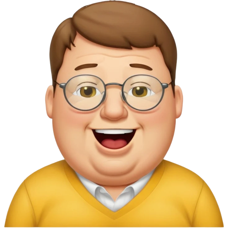 peter griffin with glasses as a laughing crying emoji in Midjourney style emoji