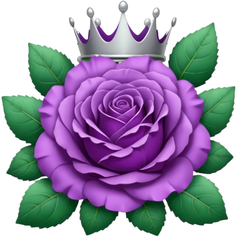 Purple rose with silver crown and a leaf wreath emoji
